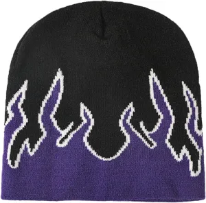 CORIRESHA Women Y2K Flame Beanie Knitted Hats Winter Fall Men Warm Skull Caps