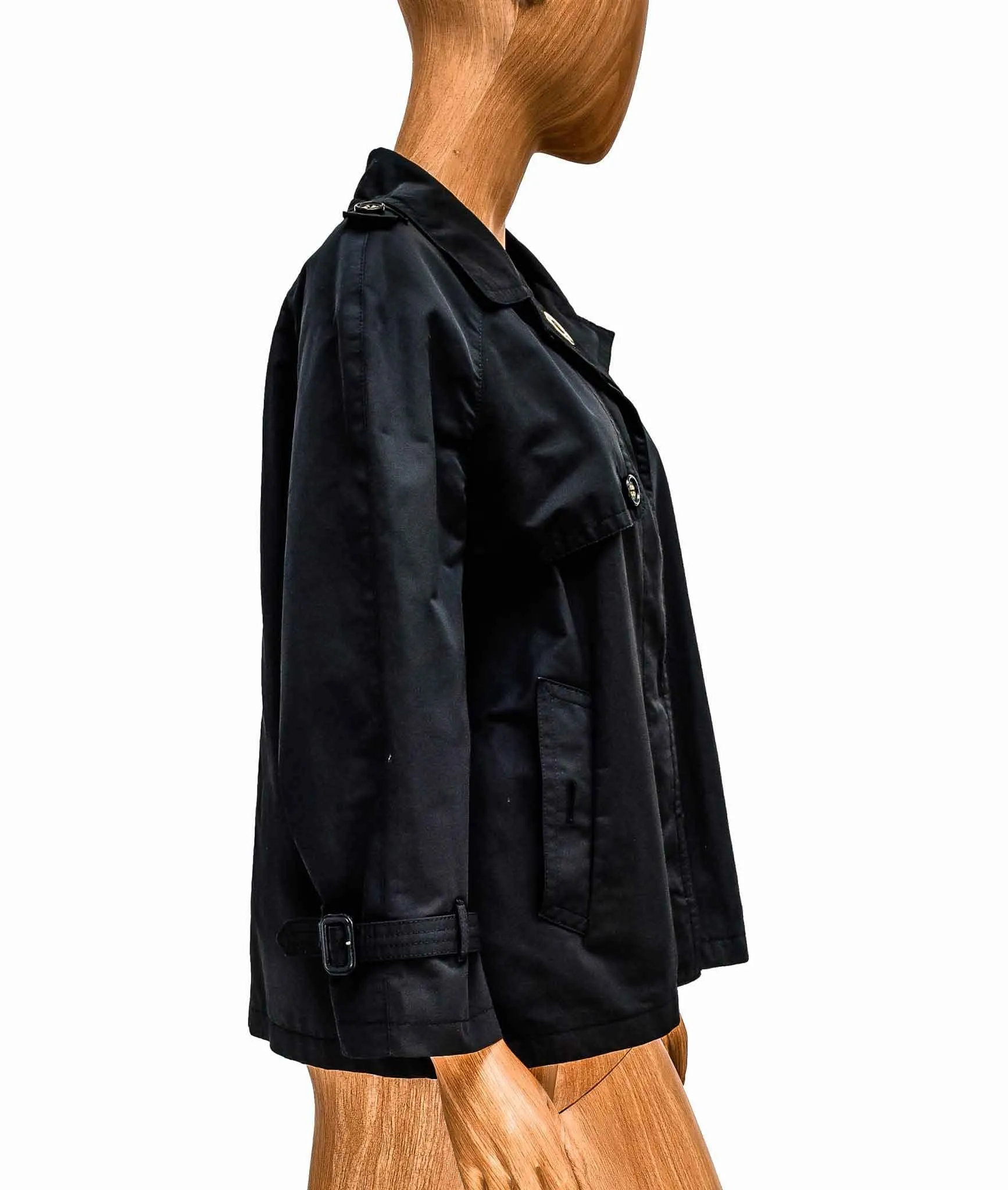 Cropped Trench Coat with Button Closures