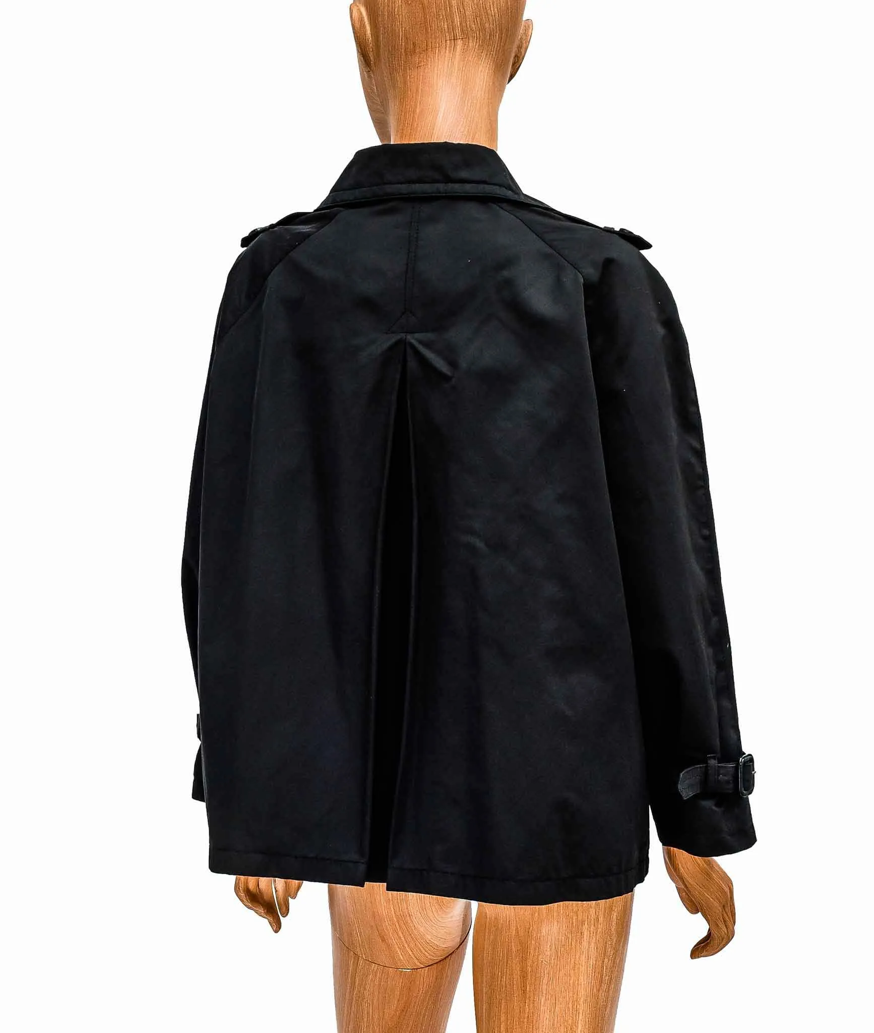 Cropped Trench Coat with Button Closures