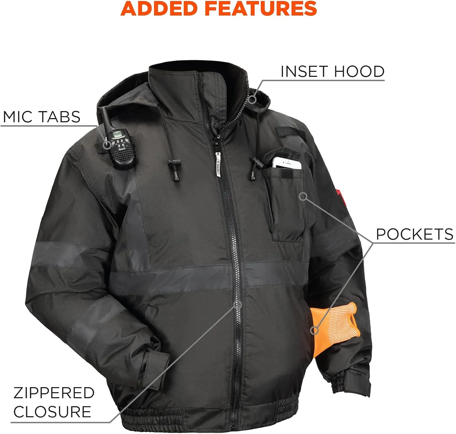 Ergodyne Unisex Adult Enhanced Visibility For Night Or Low Conditions Winter Jacket, Black, 4X-Large US
