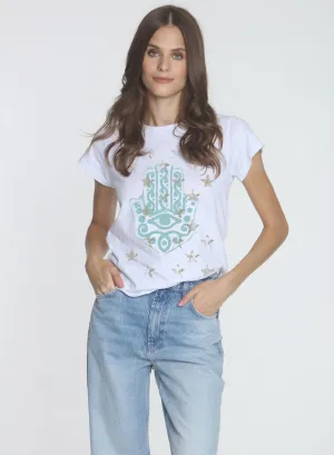 Graphic Ava Tee - White Hand Star
