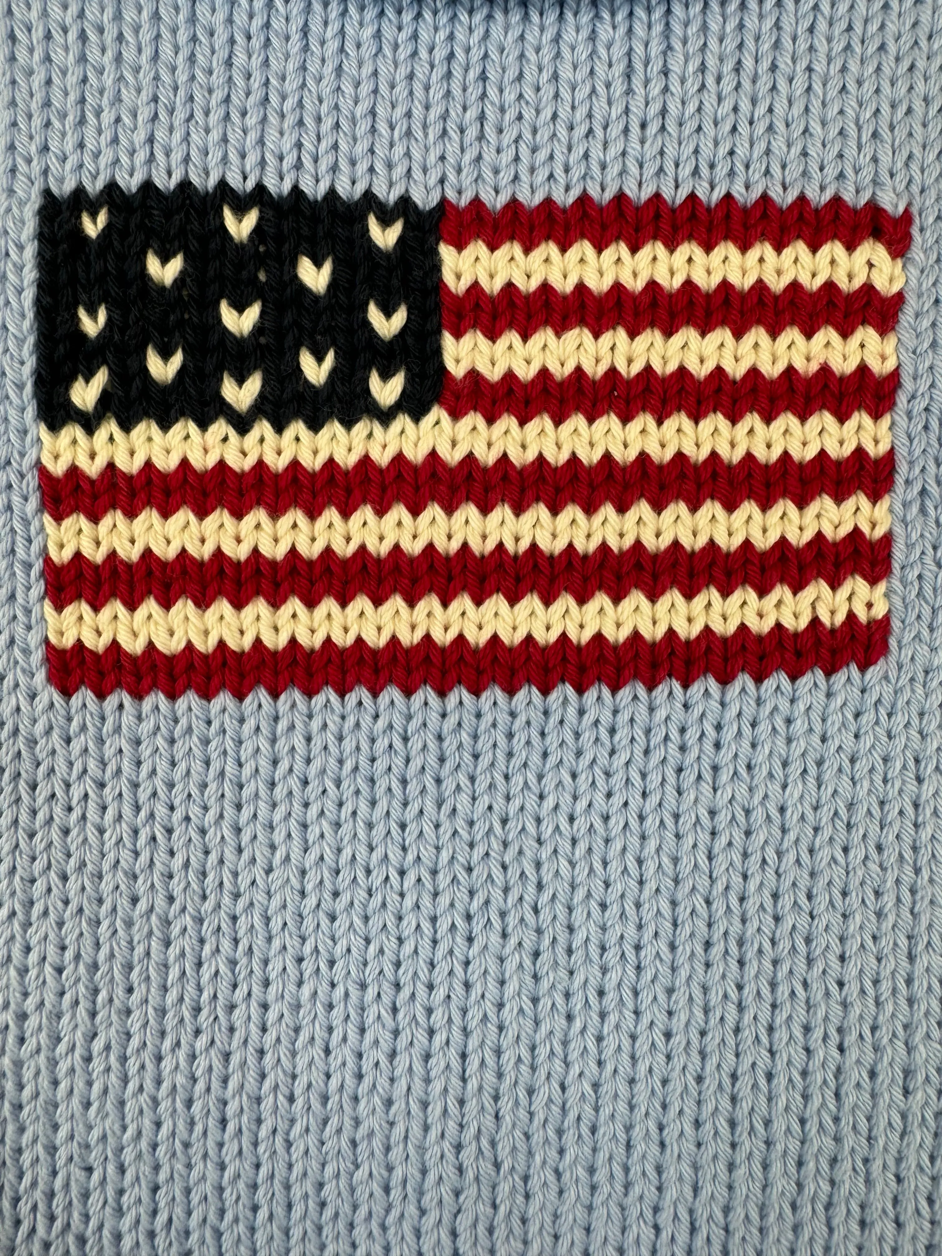 Light Blue American Flag Roll Neck Sweater