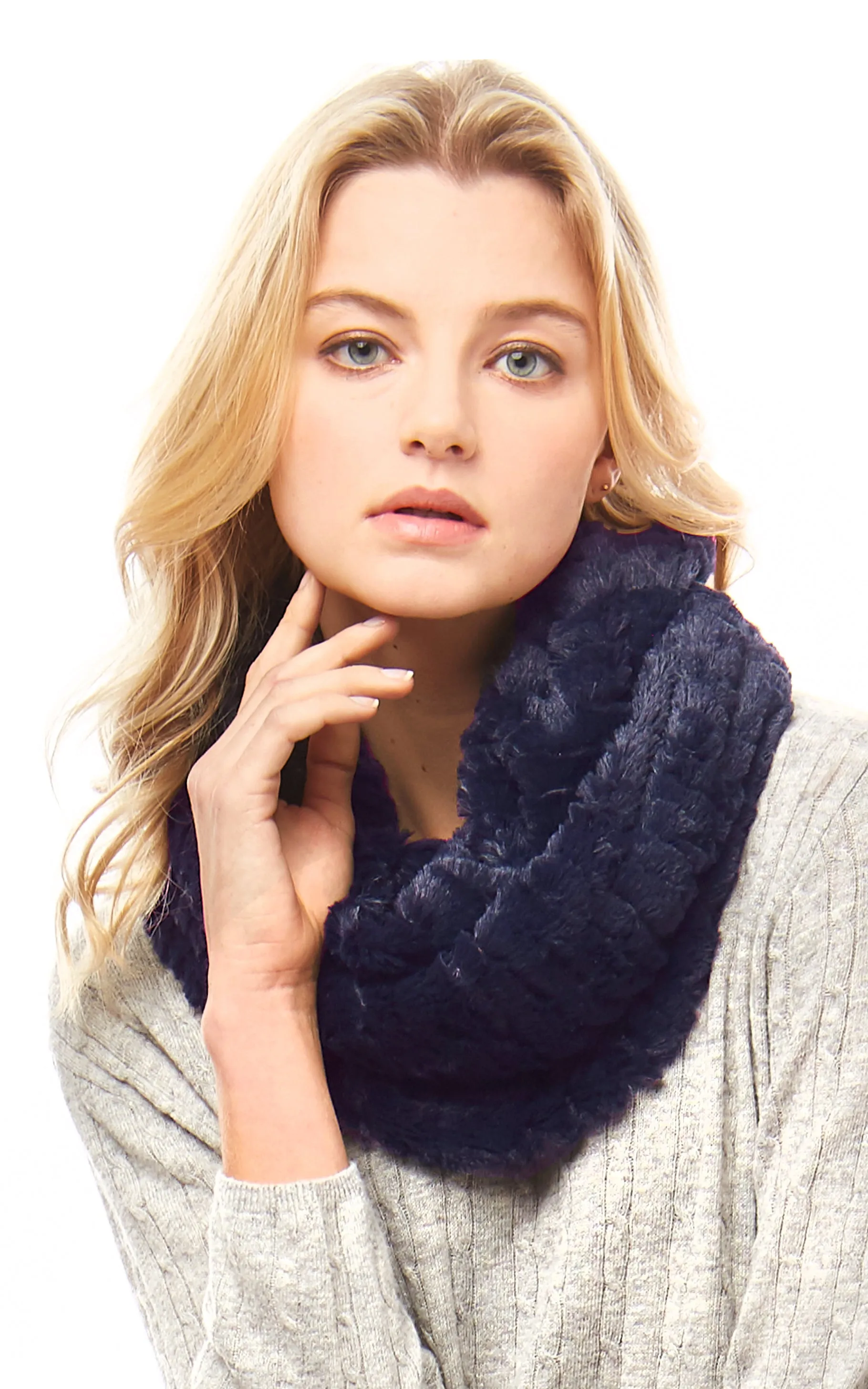 LOF524 Solid Faux Fur Infinity Scarf