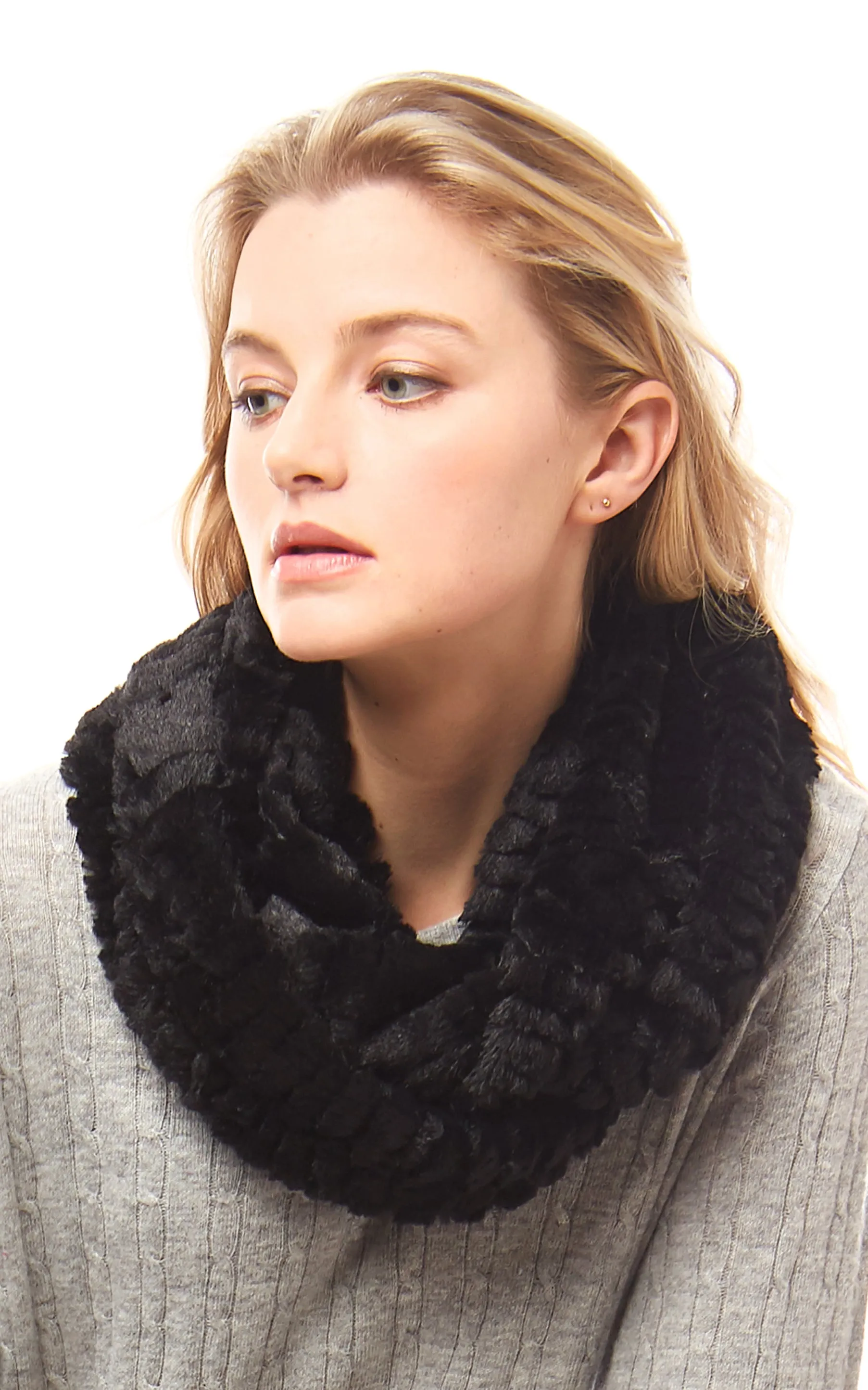 LOF524 Solid Faux Fur Infinity Scarf