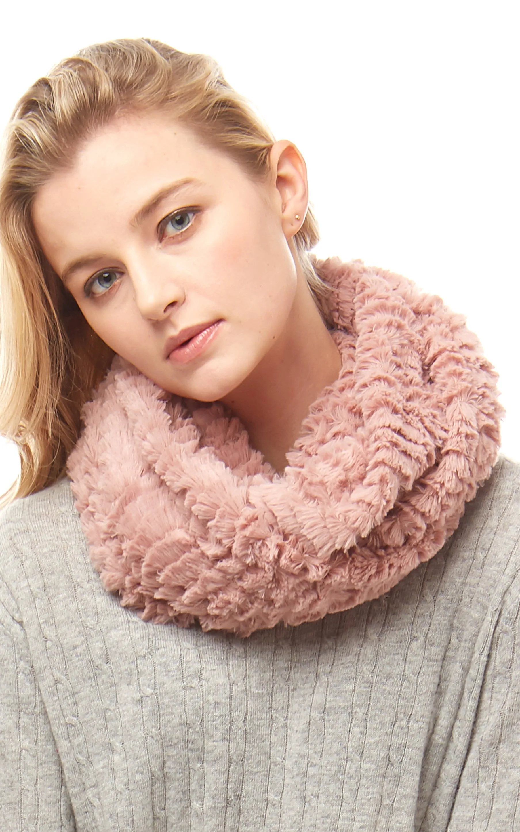 LOF524 Solid Faux Fur Infinity Scarf