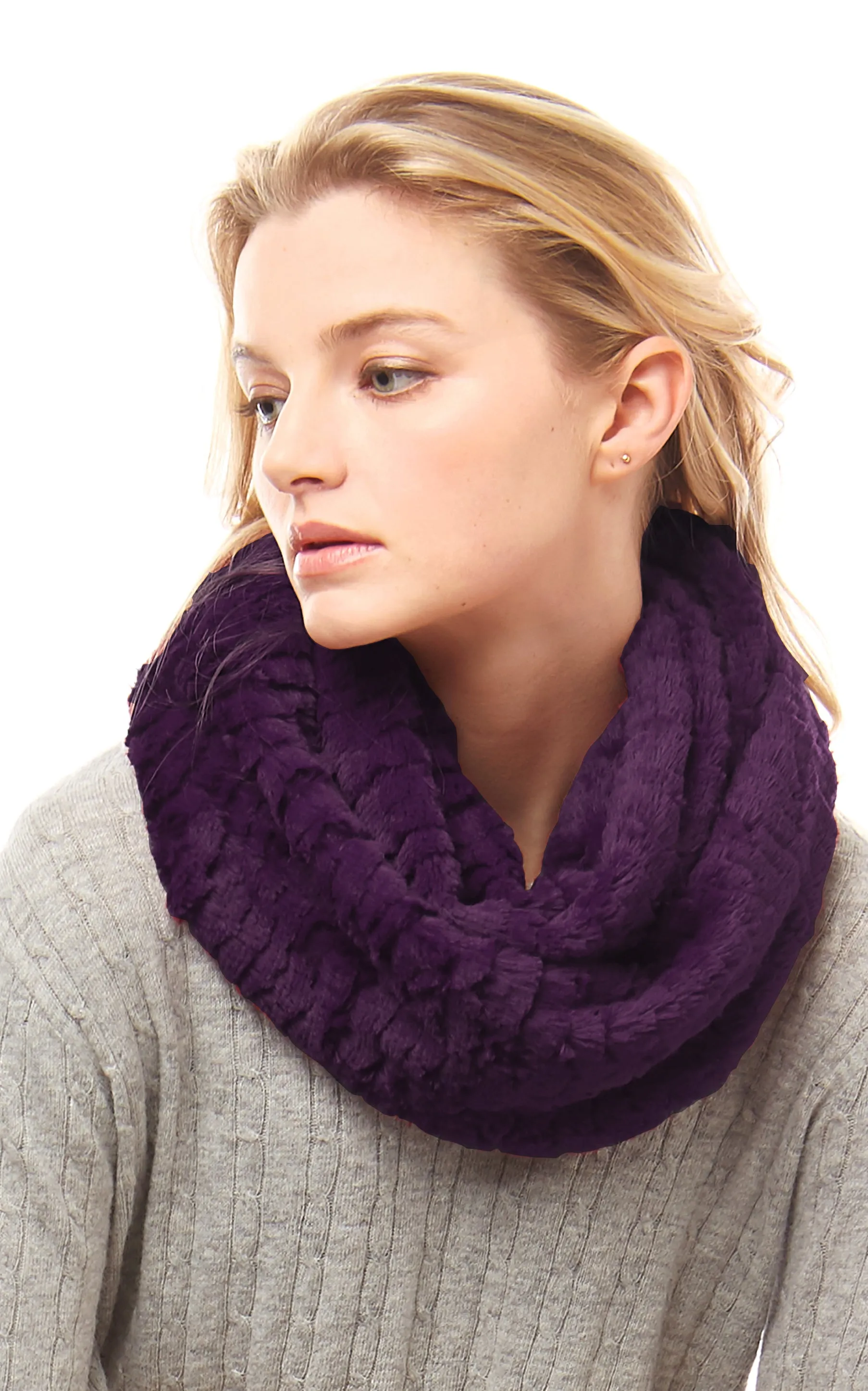LOF524 Solid Faux Fur Infinity Scarf