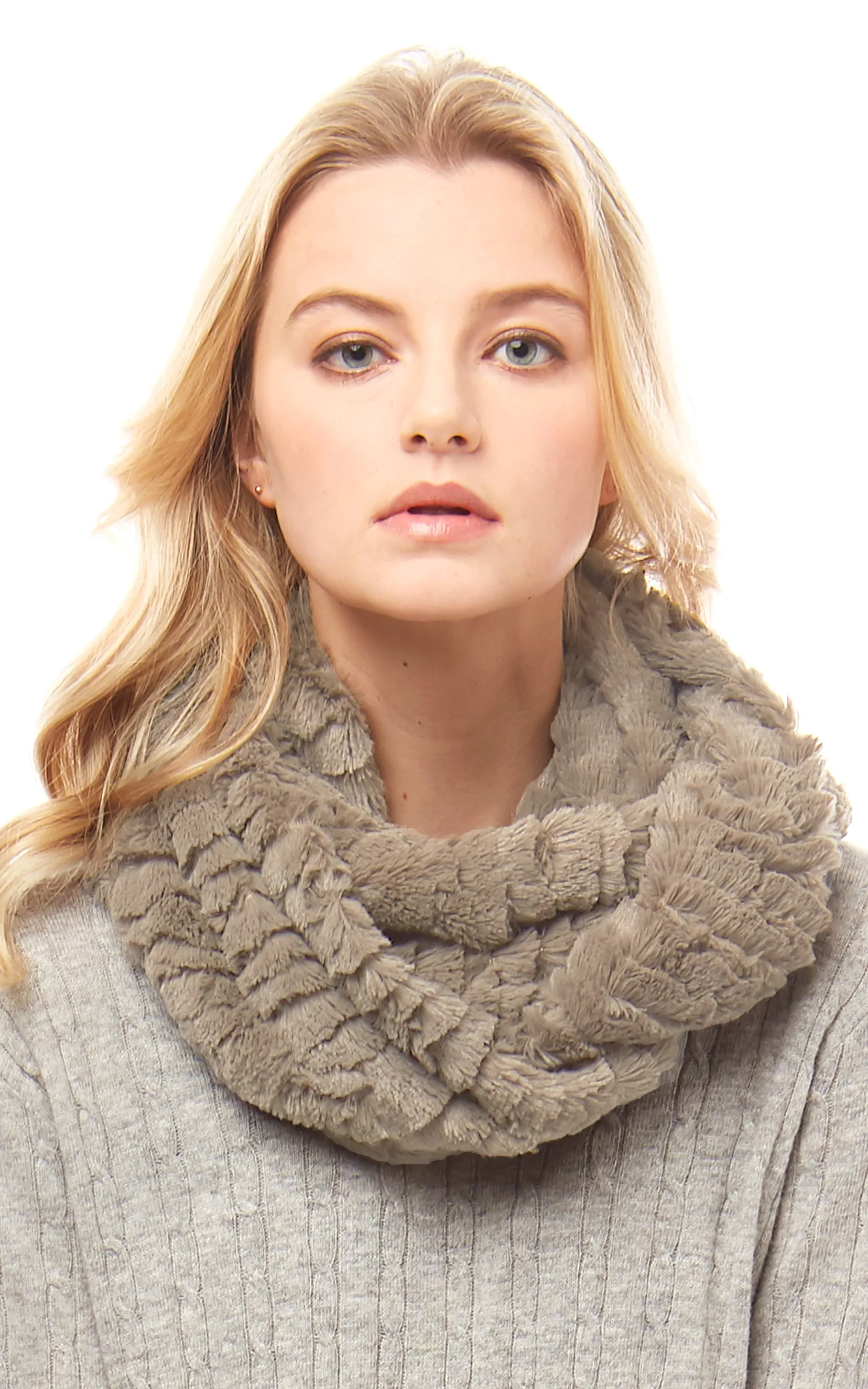 LOF524 Solid Faux Fur Infinity Scarf