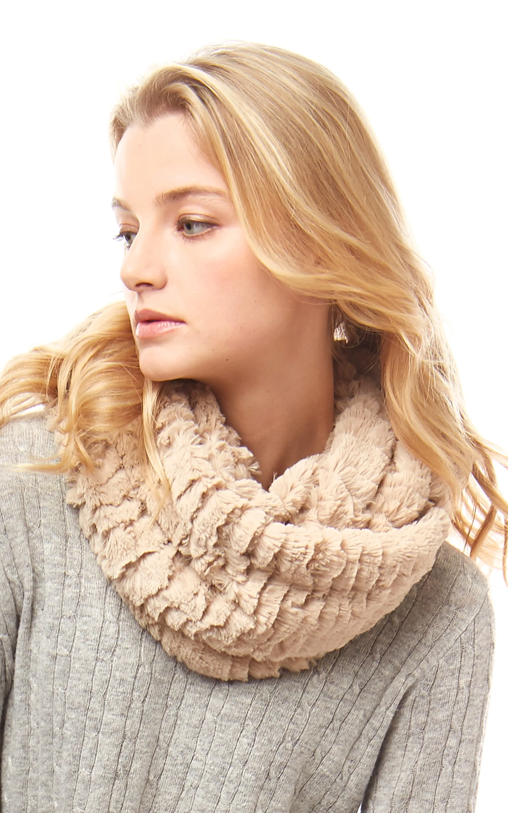 LOF524 Solid Faux Fur Infinity Scarf