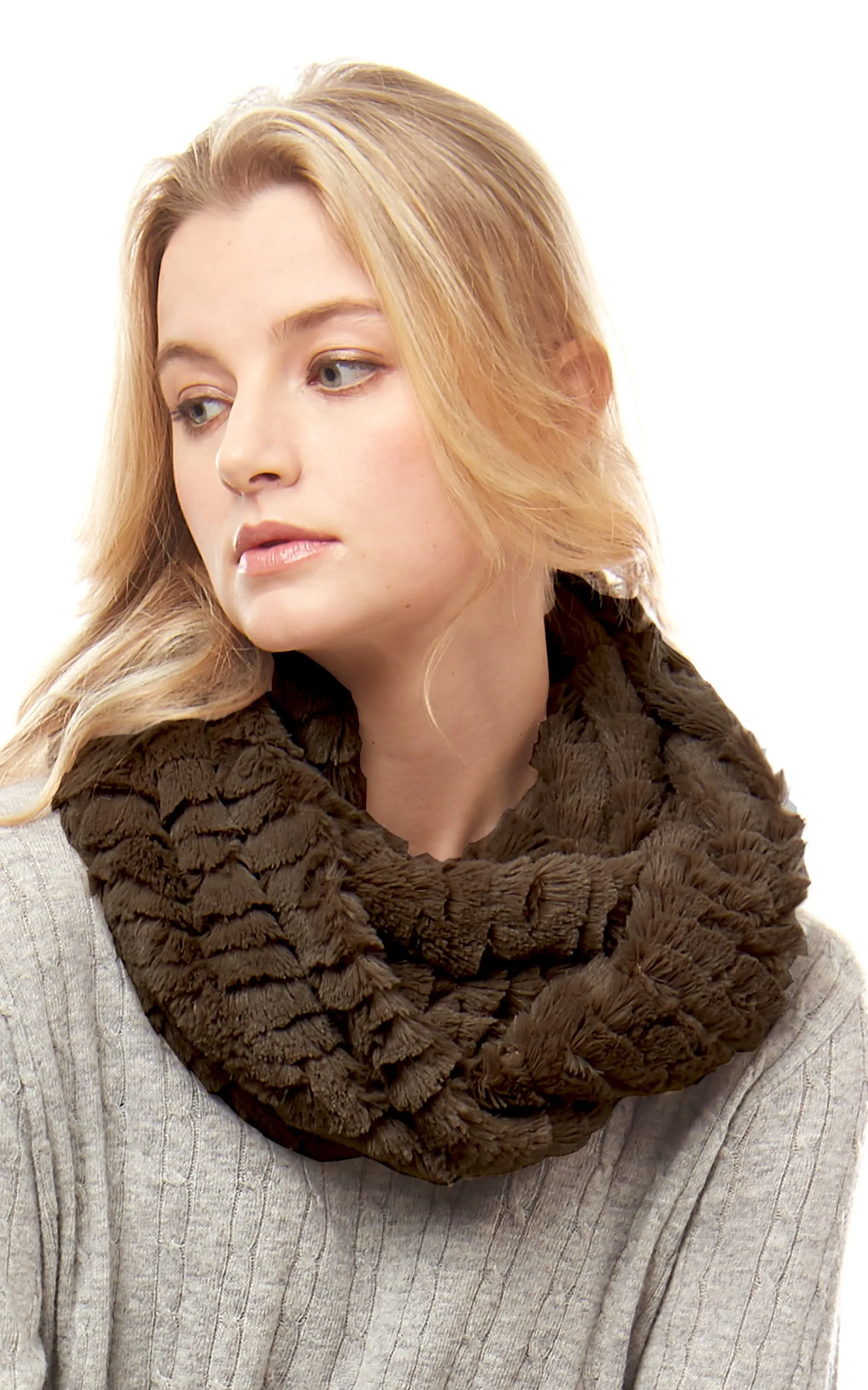LOF524 Solid Faux Fur Infinity Scarf