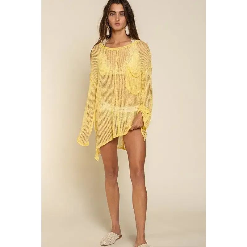 Loose Fit See-through Boat Neck Sweater