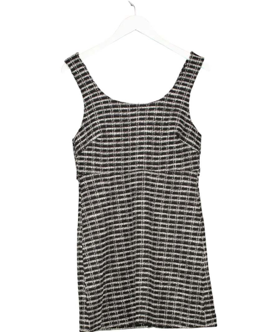 MANGO Black Check Tweed Dress UK 10