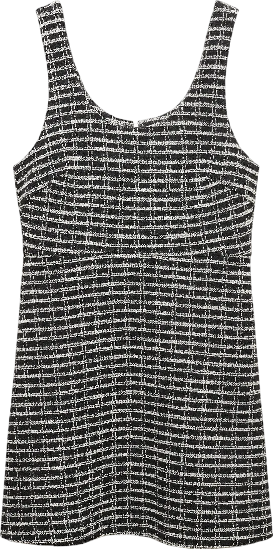 MANGO Black Check Tweed Dress UK 10