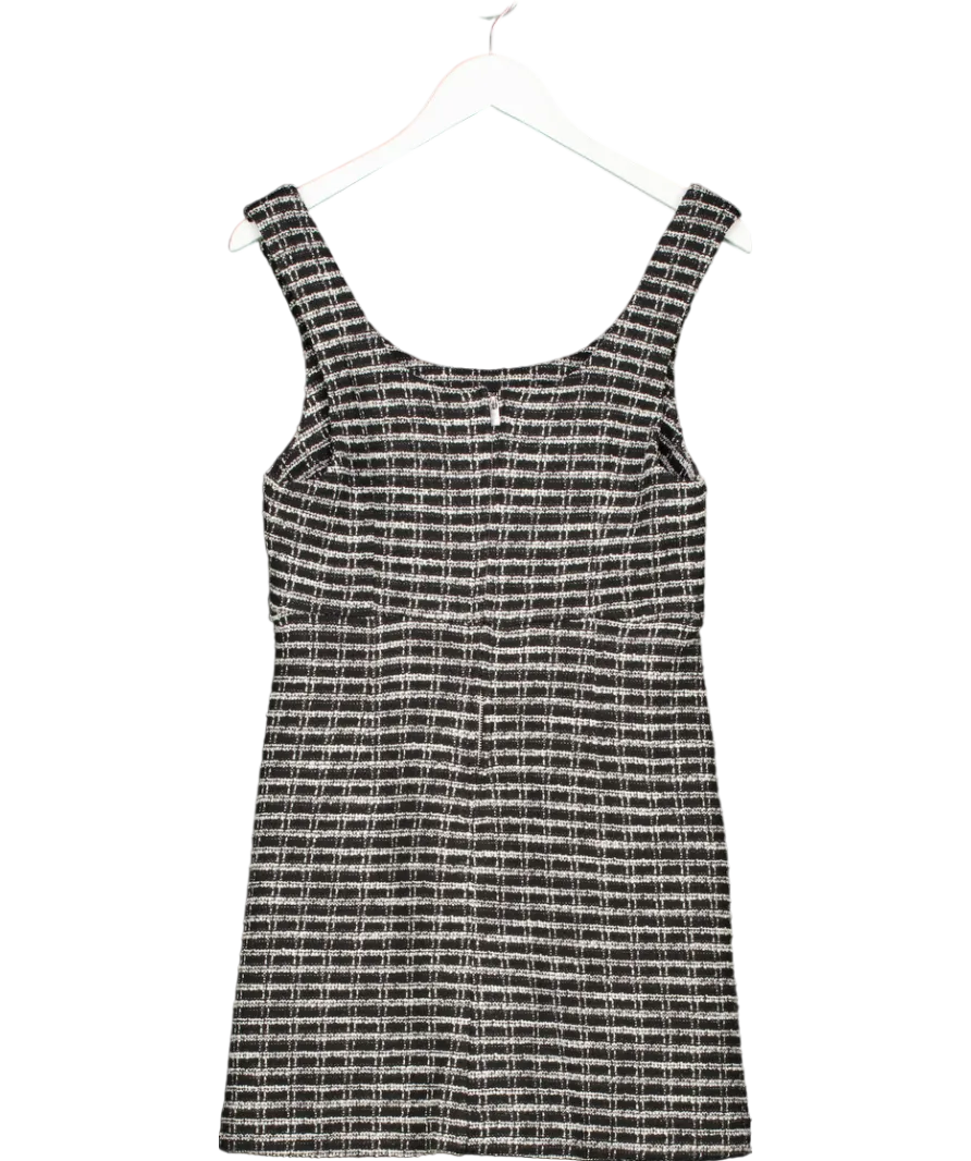 MANGO Black Check Tweed Dress UK 10