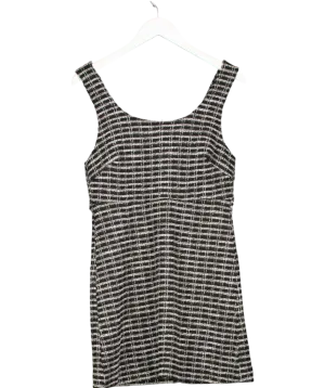 MANGO Black Check Tweed Dress UK 10
