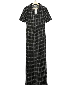 MANGO Black Short-sleeved Tweed Jumpsuit UK XL