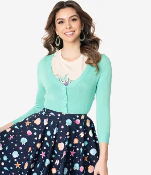Mint Opal Button Up Crop Cardigan