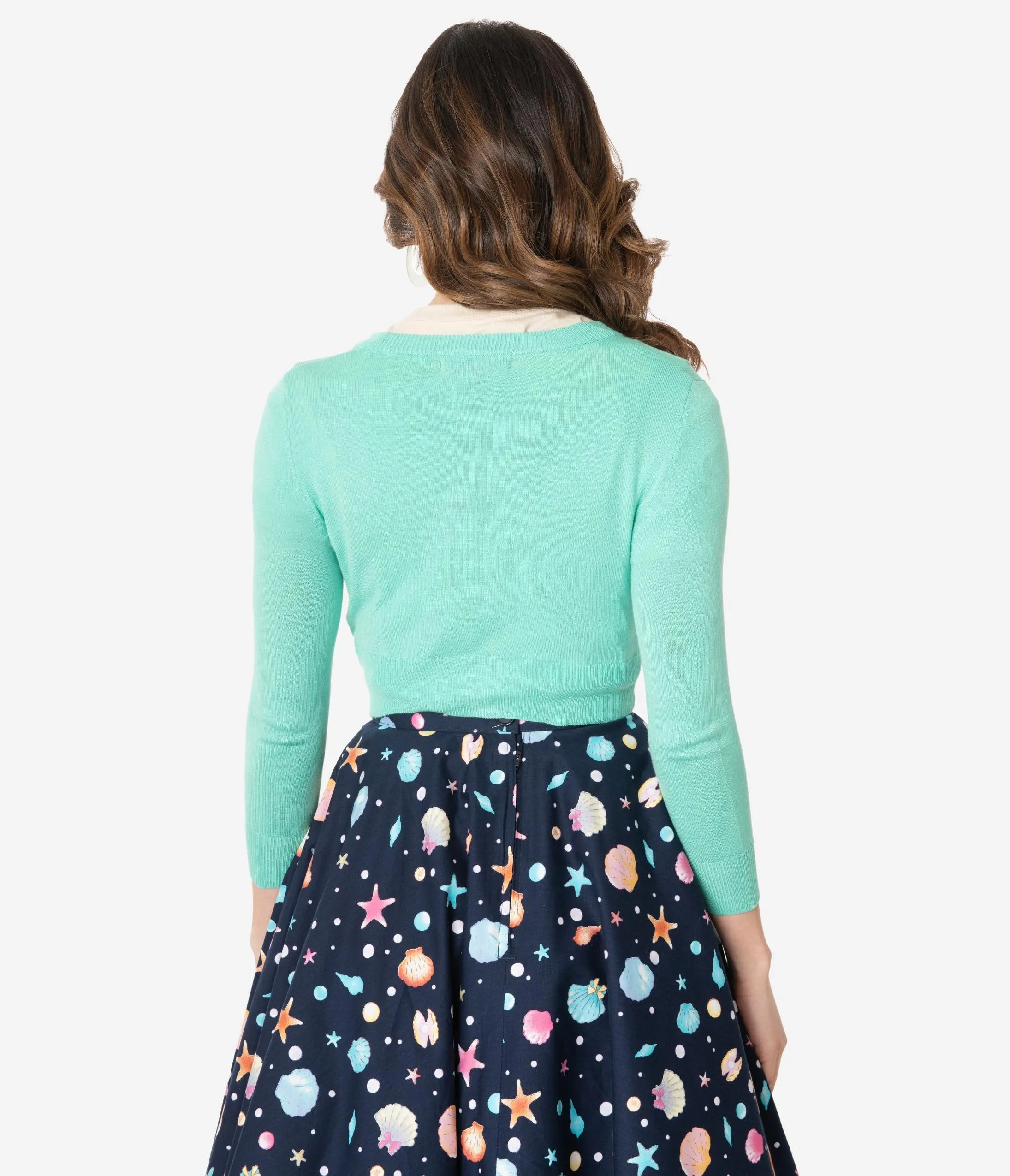 Mint Opal Button Up Crop Cardigan