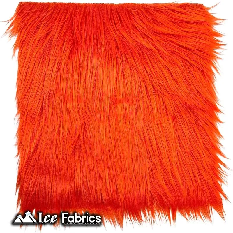 Orange IceFabrics Square Shaggy Long Pile Faux Fur Fabric