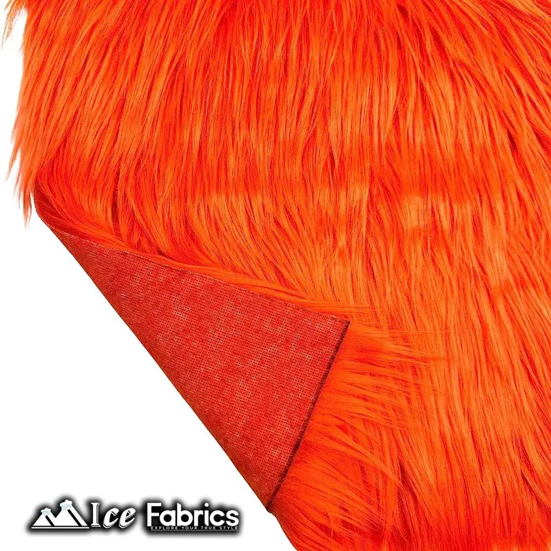 Orange IceFabrics Square Shaggy Long Pile Faux Fur Fabric