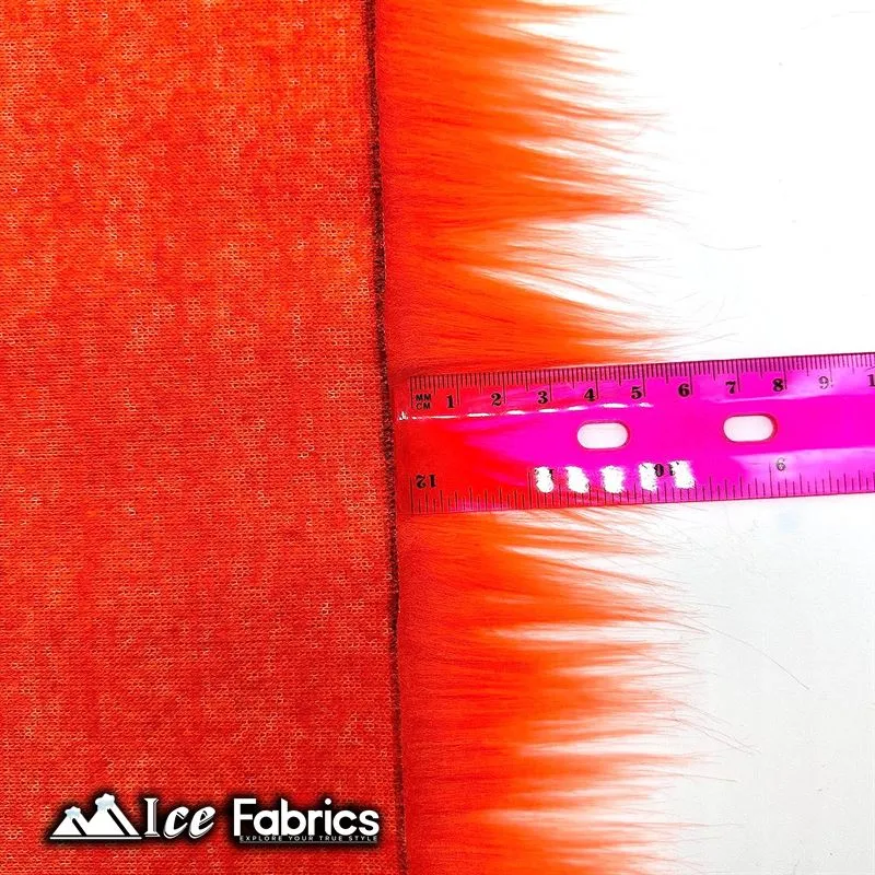 Orange IceFabrics Square Shaggy Long Pile Faux Fur Fabric