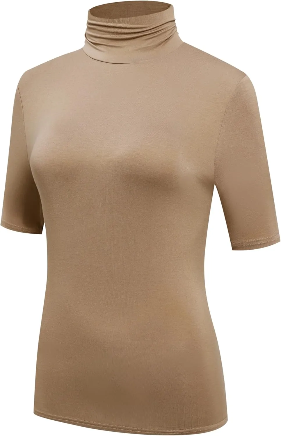 OThread & Co. Women's Half Sleeve Turtleneck T-Shirt Basic Stretch Layer Comfy High Neck Top