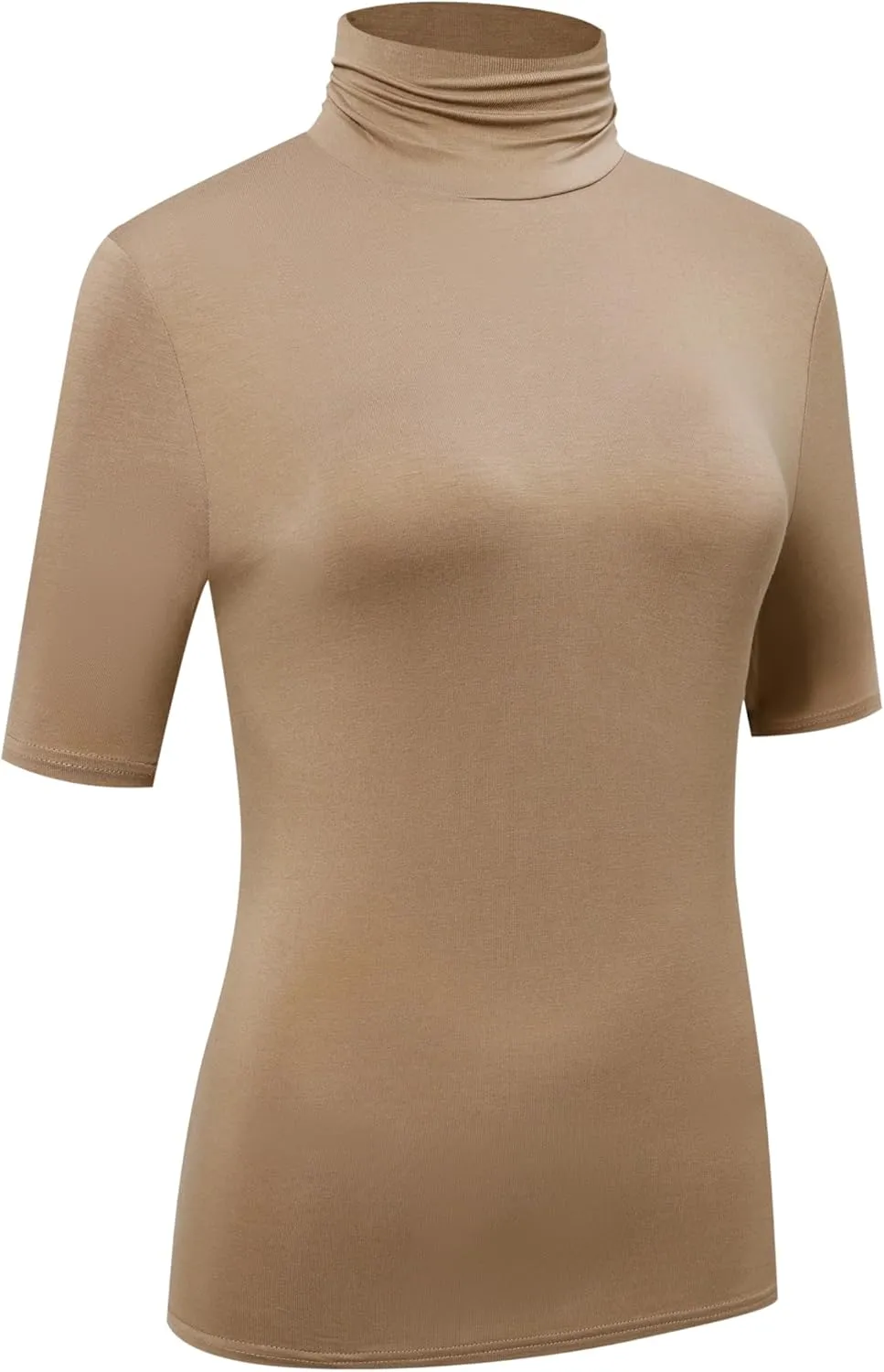 OThread & Co. Women's Half Sleeve Turtleneck T-Shirt Basic Stretch Layer Comfy High Neck Top