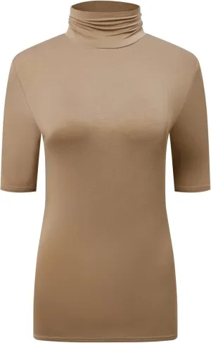 OThread & Co. Women's Half Sleeve Turtleneck T-Shirt Basic Stretch Layer Comfy High Neck Top