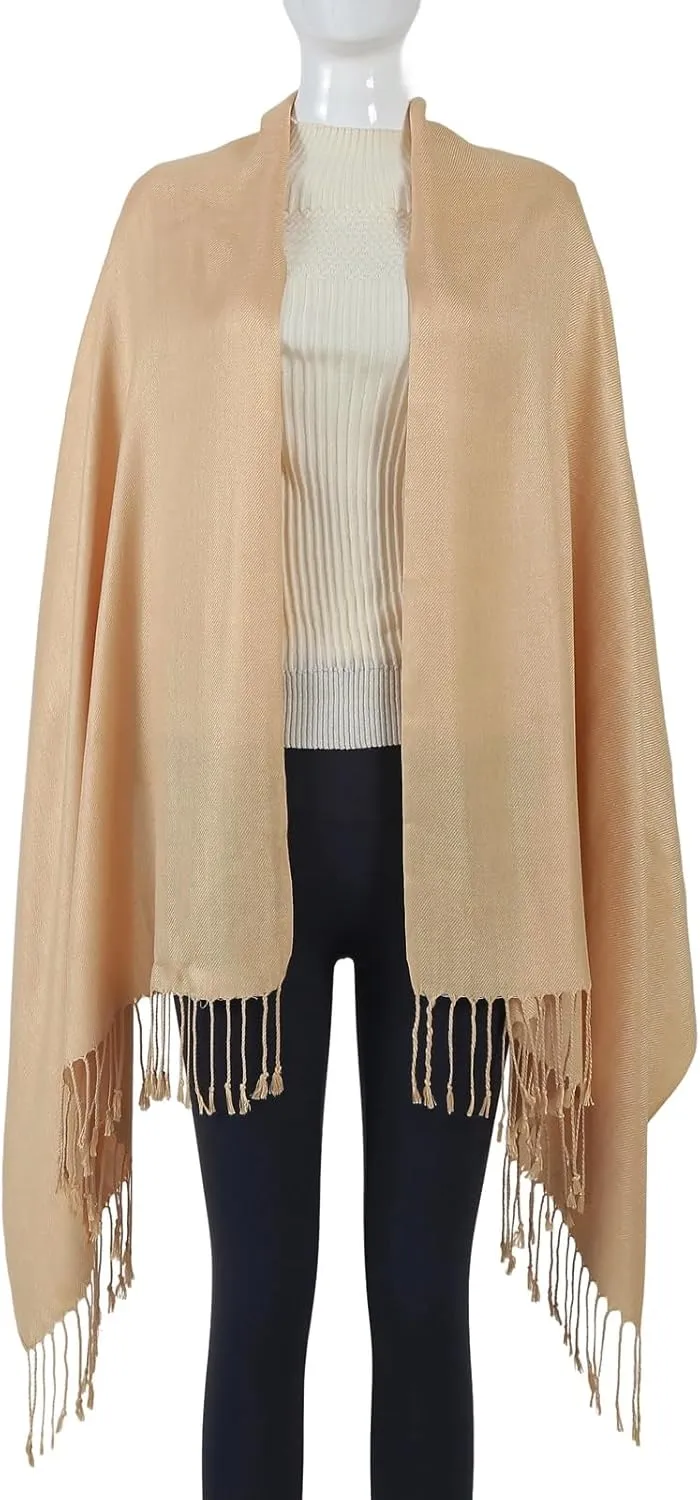 Pashmina Feel Shawl Wraps for Women Evening Dresses and Wedding Cover Up Formal Soft Silky Rave Scarf Elegant