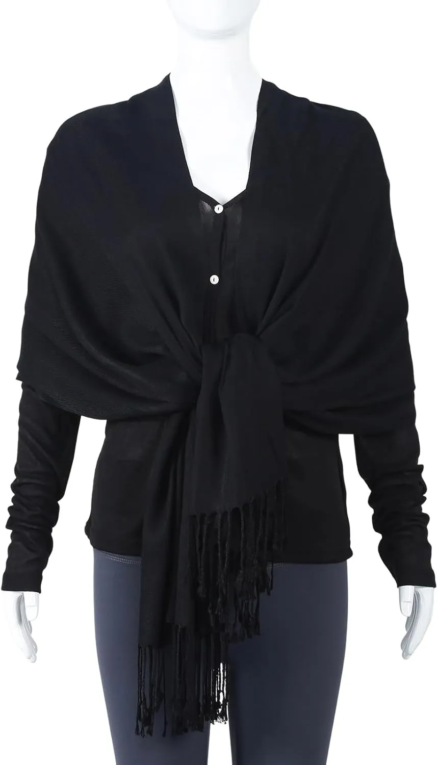 Pashmina Feel Shawl Wraps for Women Evening Dresses and Wedding Cover Up Formal Soft Silky Rave Scarf Elegant