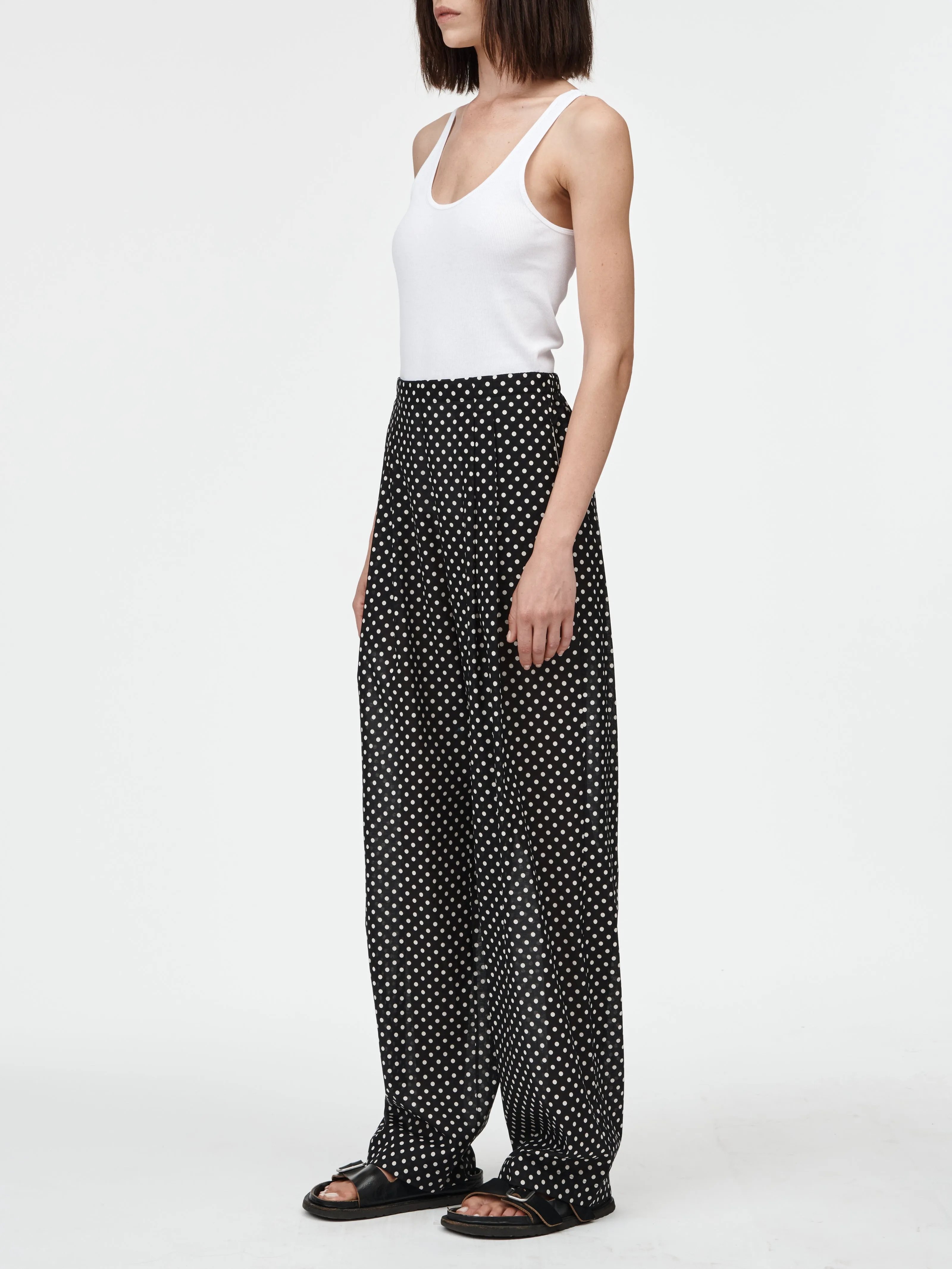 Pj Trouser in Black & Ivory Polkadot