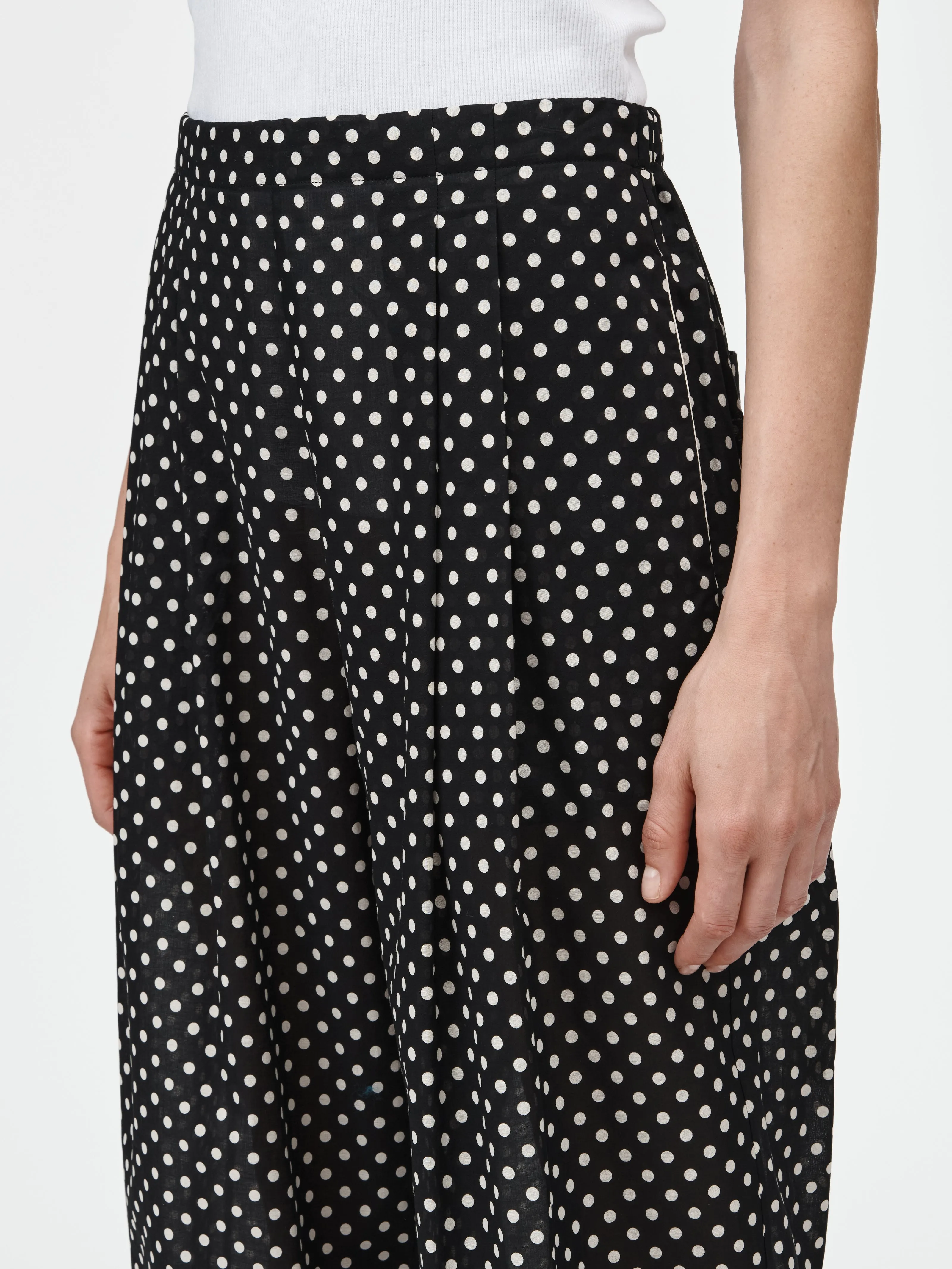 Pj Trouser in Black & Ivory Polkadot