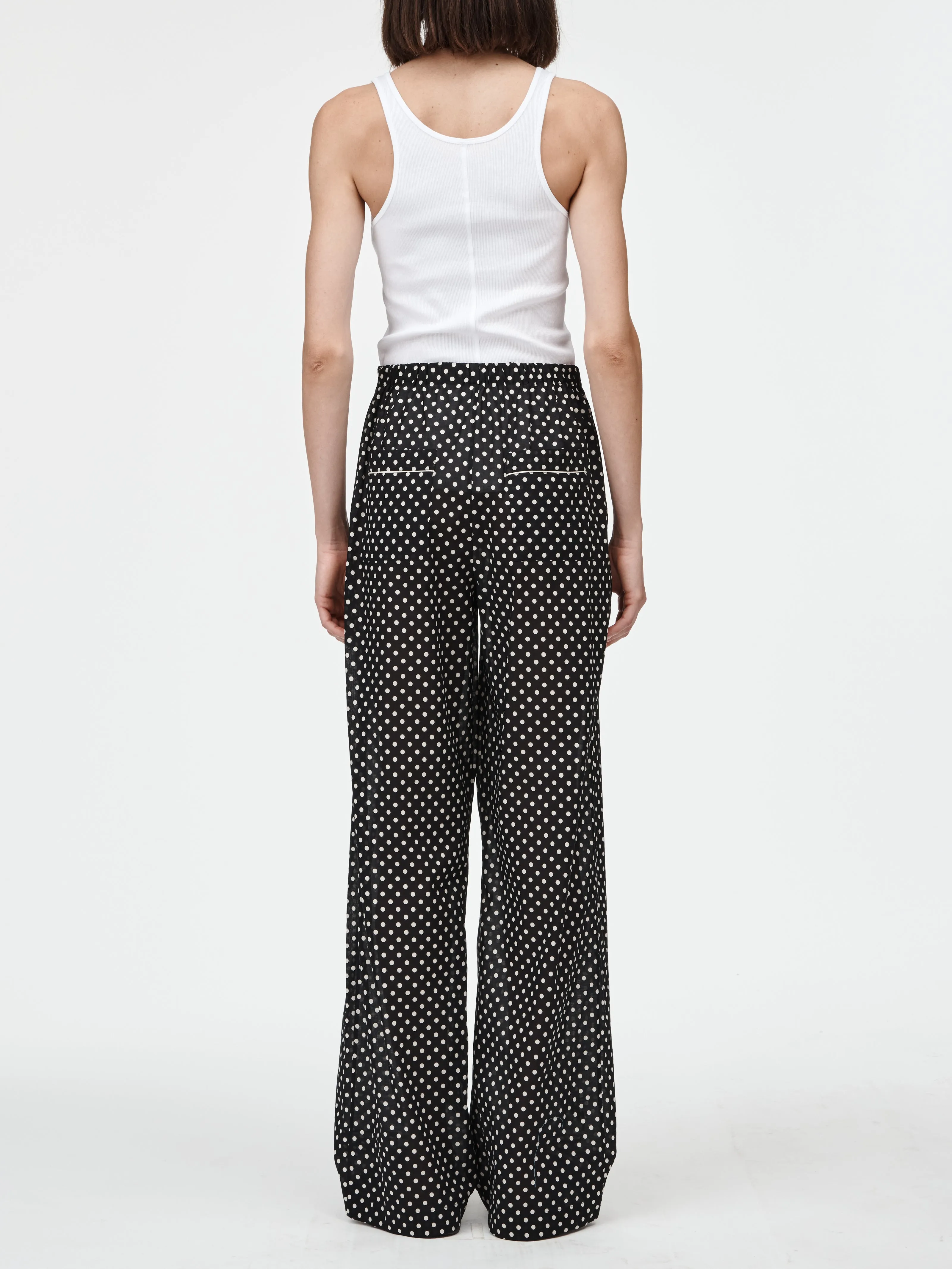 Pj Trouser in Black & Ivory Polkadot