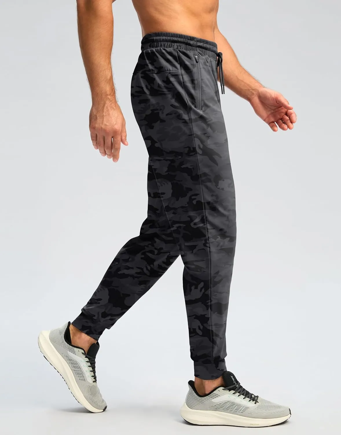 Pudolla Men's Fleece Lined Joggers Sweatpants with Zipper Pockets Winter Warm Pants for Men Running Workout Gym Athletic