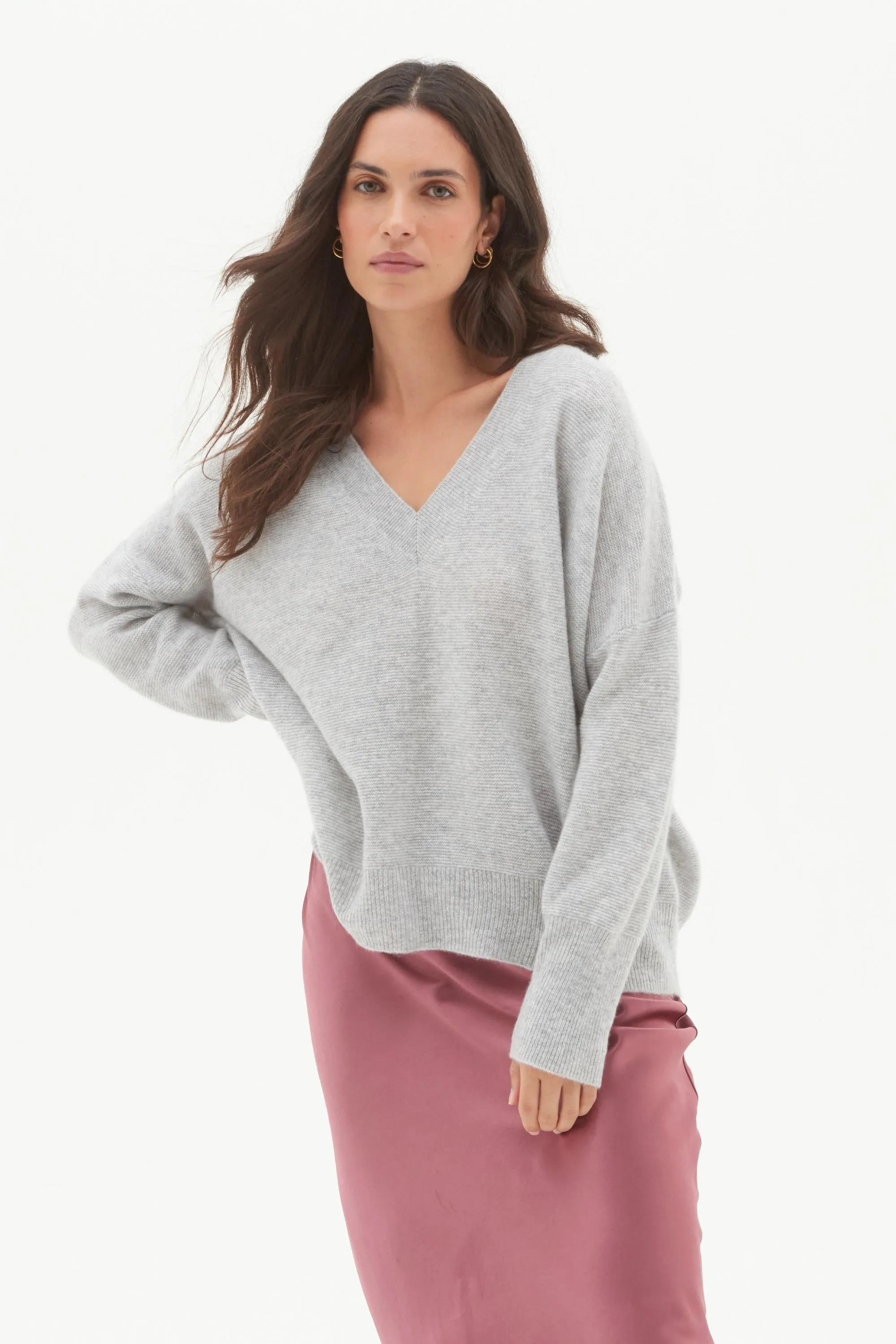 Relaxed V Neck Cashmere Sweater - Made to Order