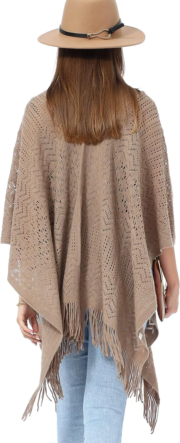 Soul Young Knitted Poncho Sweater for Women Ladies Pullover Wraps Cozy Topper shawl Cape