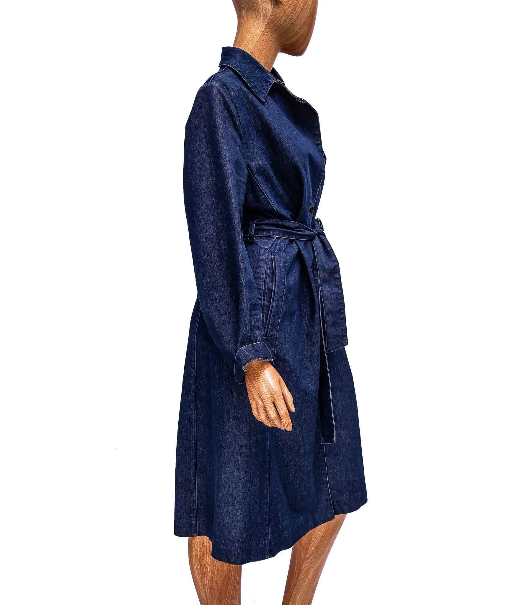 Trench Coat with Button Closure and Waist Tie