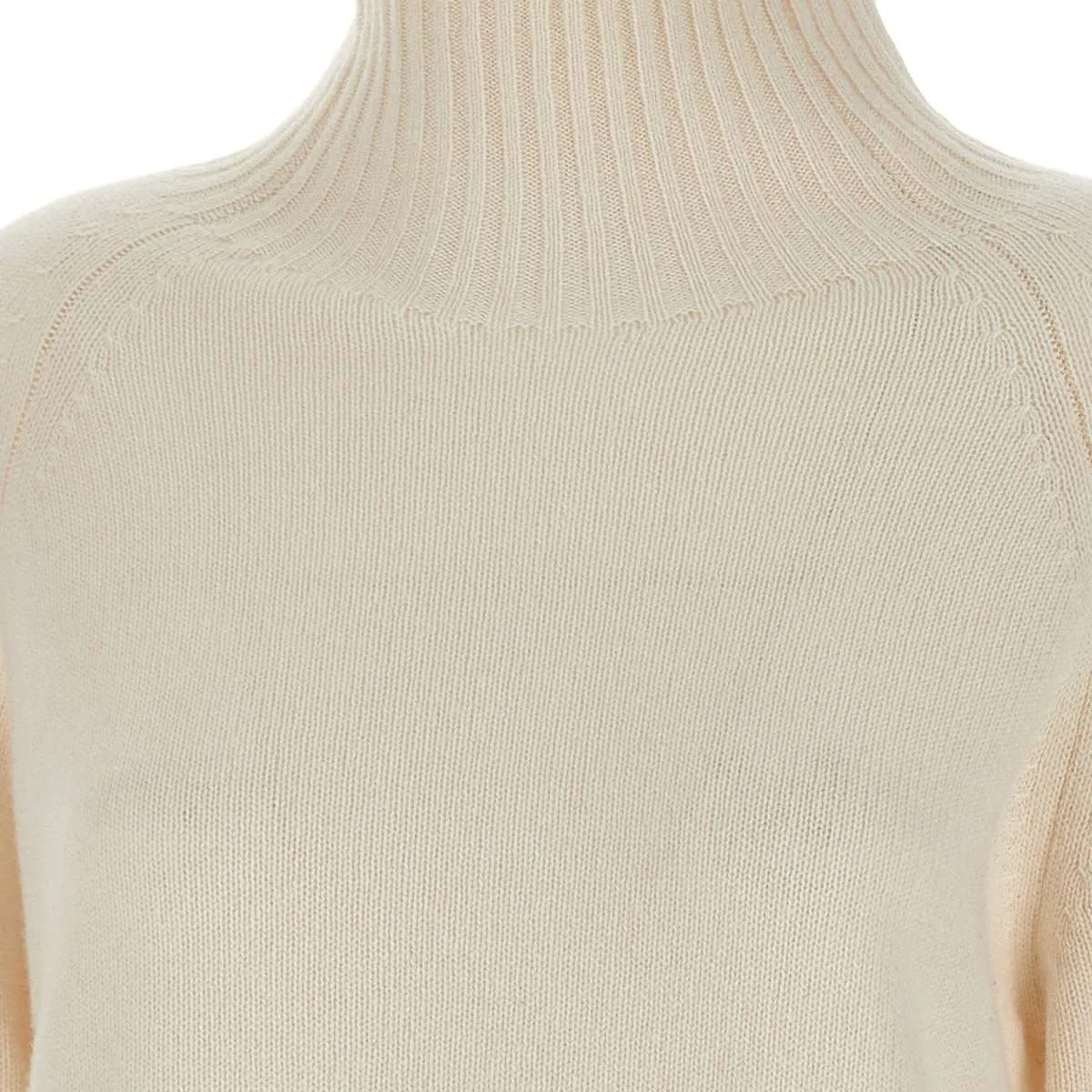 White Cashmere High Funnel Neck Sweater