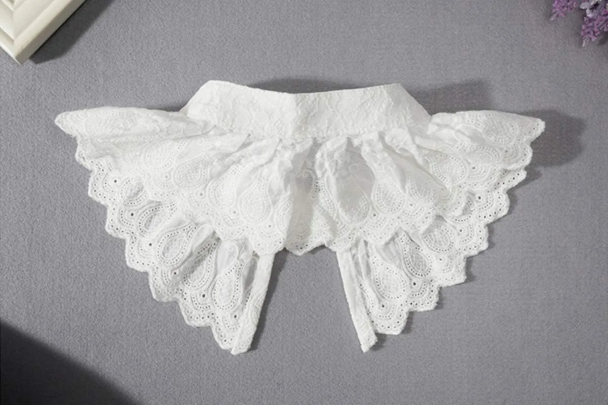 YAKEF Lady Half-Shirt Blouse Detachable Lace Chiffon Fake Collars Dicky Collar Faux Collar